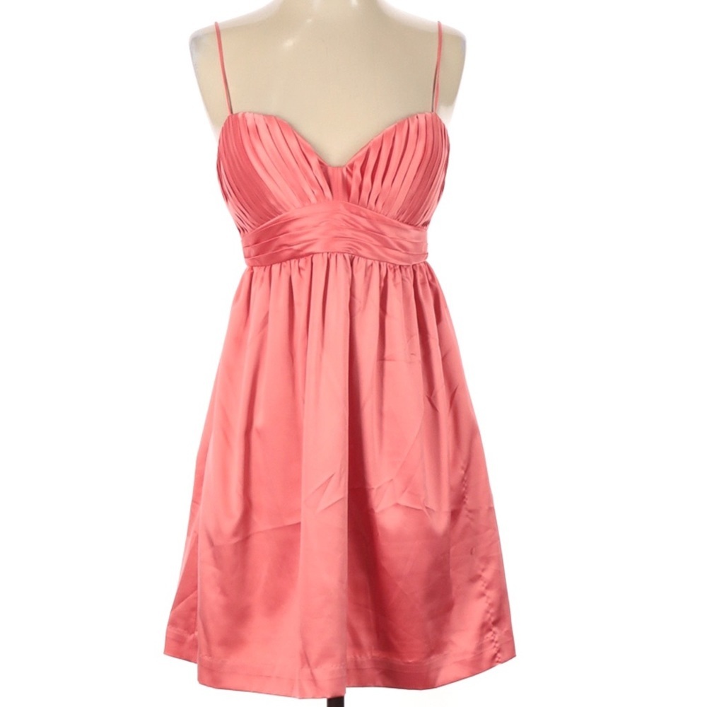 BCBGeneration Coral Pink Satin Mini Dress with pockets